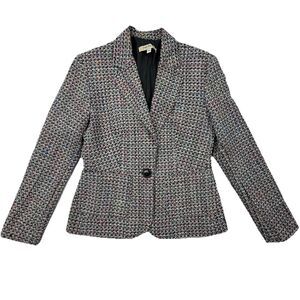 From the Hip Women’s Blazer Jacket 4 Multicolor Tweed One Button Pockets